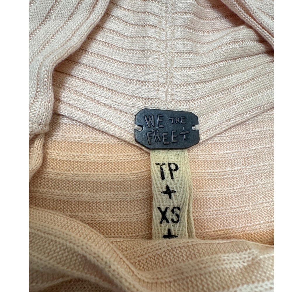 We The Free Free People Lover Pink Peach Ribbed Cowl Neck Tunic Top XS Open Back - Picture 3 of 8